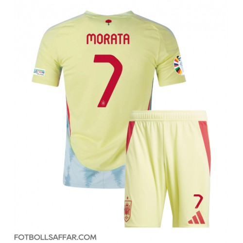 Spanien Alvaro Morata #7 Bortadräkt Barn EM 2024 Kortärmad (+ Korta byxor)